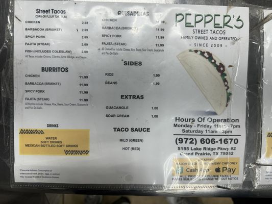 Menu photo 4 Pepper's Street Tacos Grand Prairie, TX