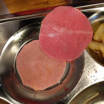 K-BBQ Factory - Do you see the color difference?! How old is this radish sitting on the table?! - Korean Near Me - Duluth, Georgia