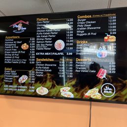 a menu on the wall