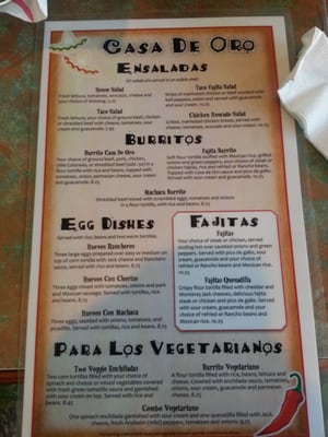 Menu photo 8 Casa De Oro Spokane, WA