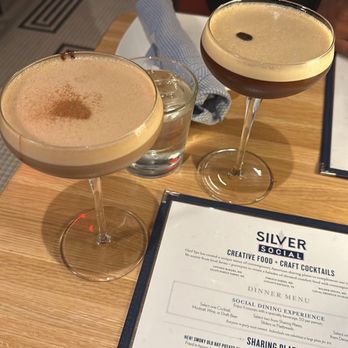 Silver Social - Mocha-tini (left) and Expresso Martini (right) - New American Near Me - Washington, DC, District of Columbia