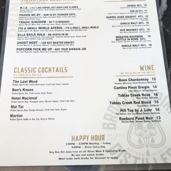Broken Spirits-Anaheim - Menu cocktail side - Cocktail Bars Near Me - Anaheim, California