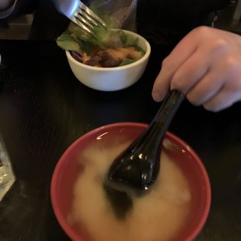 Ichiban Japanese Cuisine - Miso soup and house salad (it has an Asian ginger sauce) - Japanese Near Me - Cincinnati, Ohio