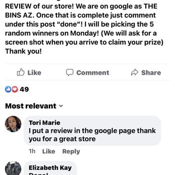 The BINS AZ - This company is trying to bribe people for good reviews on Google. - Discount Store Near Me - Phoenix, Arizona The BINS AZ - This company is trying to bribe people for good reviews on Google. - Discount Store Near Me - Phoenix, Arizona