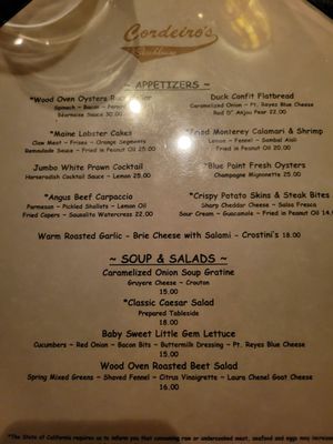 Menu photo 1 Cordeiro's Steakhouse Napa, CA Menu photo 1 Cordeiro's Steakhouse Napa, CA
