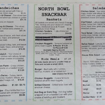 North Bowl - a menu for a snack bar - Bowling Near Me - Wasilla, Alaska North Bowl - a menu for a snack bar - Bowling Near Me - Wasilla, Alaska