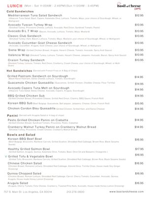 Menu photo 8 Basil & Cheese Cafe Los Angeles, CA