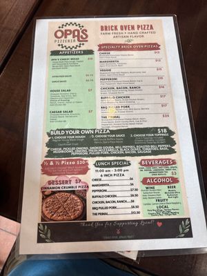 Menu photo 1 Opa’s Pizzeria Williamstown, KY Menu photo 1 Opa’s Pizzeria Williamstown, KY