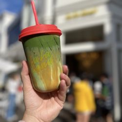 Upside down matcha latte