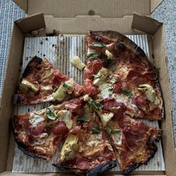 Martha's Pizza - The Original with pepperoni, prosciutto, artichokes, garlic & basil