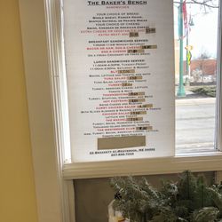 The Baker's Bench - Updated Menu 01/19/2023