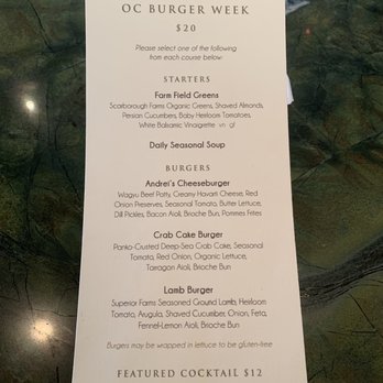 Andrei's Restaurant - O.C. Burger Week Menu - New American Near Me - Irvine, California