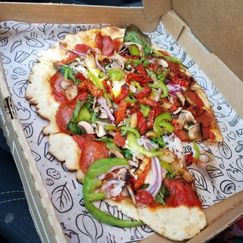 Azzip Pizza - Pizza loaded with veggies and pepperoni, no cheese. Yummy. - Salad Near Me - Bowling Green, Kentucky