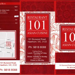 Restaurant 101 - Take away menu (Oct 2016)
