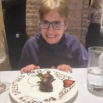 Enzo's - My wife with chocolate covered strawberries - Italian Near Me - Bronx, New York