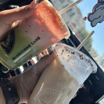 Bluestone Lane Westwood Coffee Shop - Strawberry Cheesecake Matcha Iced Chai Latte - Coffee & Tea Near Me - Los Angeles, California Bluestone Lane Westwood Coffee Shop - Strawberry Cheesecake Matcha Iced Chai Latte - Coffee & Tea Near Me - Los Angeles, California