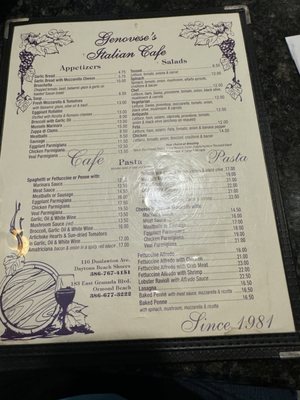 Menu photo 1 Genovese's Italian Cafe Port Orange, FL Menu photo 1 Genovese's Italian Cafe Port Orange, FL
