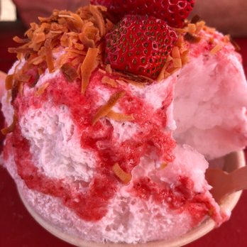 Wailua Shave Ice - So light at fluffy! Strawberry coconut cream. - Shaved Ice Near Me - Kapaa, Hawaii