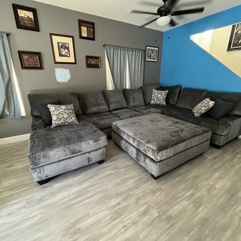 Living Spaces - It came with six customizable pillows. I love the ottoman and the fabric and chaise. I love Everything about this sectional. - Furniture Stores Near Me - Summerlin, Nevada Living Spaces - It came with six customizable pillows. I love the ottoman and the fabric and chaise. I love Everything about this sectional. - Furniture Stores Near Me - Summerlin, Nevada