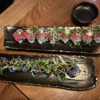 Sandfish Sushi & Whiskey - The Experiment and Blue Butterfly rolls - Sushi Bars Near Me - Phoenix, Arizona Sandfish Sushi & Whiskey - The Experiment and Blue Butterfly rolls - Sushi Bars Near Me - Phoenix, Arizona