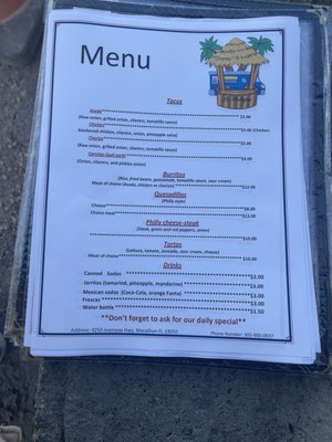 Menu photo 6 Takeria la palapa Marathon, FL