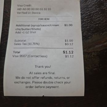 Ground Up Coffee - Did you really have to charge the extra dollar? - Coffee & Tea Near Me - Chicago, Illinois