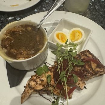 Stone Creek Dining - French Onion Soup and salmon tartine - Steakhouses Near Me - Plainfield, Indiana