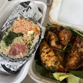 Ice Point Cafe - Their sushi burrito and and order of Chilli Fried Dumplings. - Bubble Tea Near Me - Franklin, Tennessee