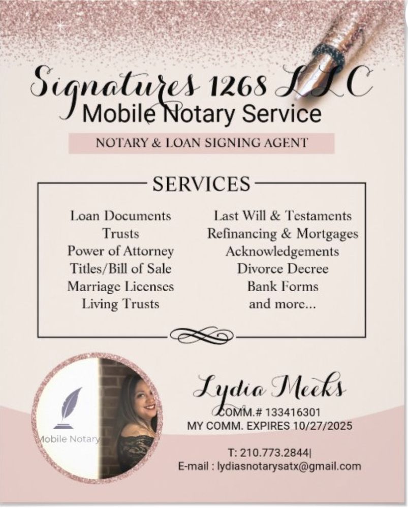 SIGNATURES 1268 Request a Quote San Antonio, Texas Notaries