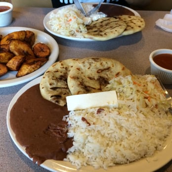 El Catracho - Almuerzo Especial (2 bean papusas, rice, beans, cheese, ) with a side of plantanos. - Honduran Near Me - Detroit, Michigan El Catracho - Almuerzo Especial (2 bean papusas, rice, beans, cheese, ) with a side of plantanos. - Honduran Near Me - Detroit, Michigan