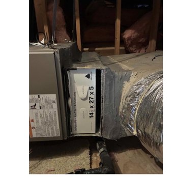 BlueGreen Air Conditioning and Heating - Did not change previous filter box thus used an old filter size. which does not work with new plenum. Causing mildew - Heating & Air Conditioning/HVAC Near Me BlueGreen Air Conditioning and Heating - Did not change previous filter box thus used an old filter size. which does not work with new plenum. Causing mildew - Heating & Air Conditioning/HVAC Near Me