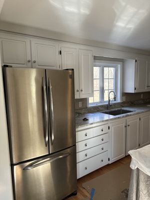 Kitchen Cabinets - This kitchen had original oak cabinets. Refinished with Satin Impervo oil finish. Kitchen Cabinets - This kitchen had original oak cabinets. Refinished with Satin Impervo oil finish.
