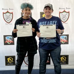 Strong Arms - Mom and daughter! Kids learning gun safety!