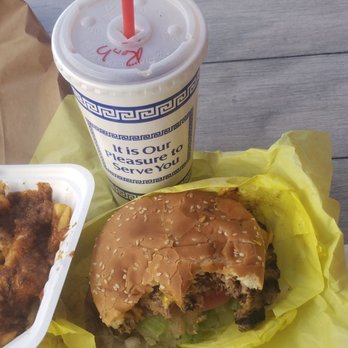 Queens Burgers - A double burger and chili cheese fries with a raspberry iced tea - Burgers Near Me - Pacoima, California Queens Burgers - A double burger and chili cheese fries with a raspberry iced tea - Burgers Near Me - Pacoima, California