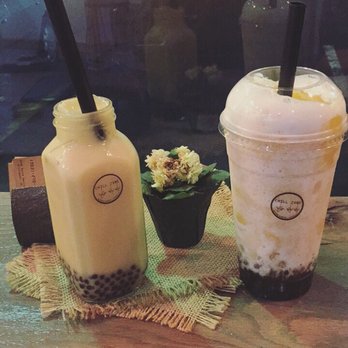 Chill Zone - Jasmine Milk Tea and Frosty Mango with teardrop boba - Coffee & Tea Near Me - Arlington, Virginia