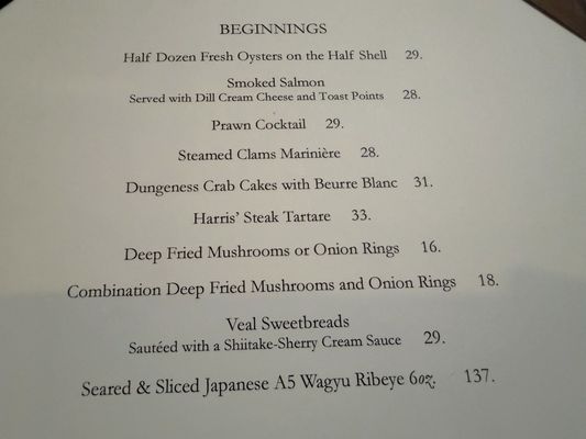 Menu photo 8 Harris' Restaurant San Francisco, CA
