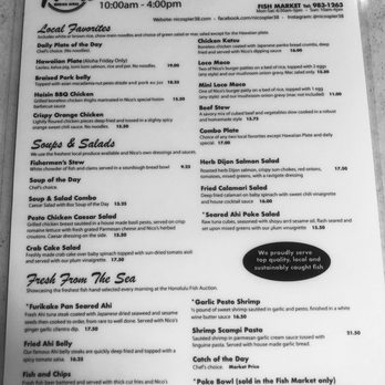 Nico's Pier 38 - Menu - Seafood Near Me - Honolulu, Hawaii Nico's Pier 38 - Menu - Seafood Near Me - Honolulu, Hawaii