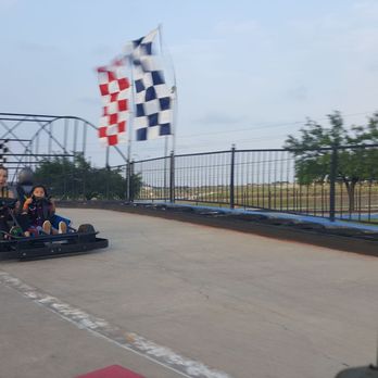 Adventure Landing - On the race track...going over the bridge - Arcades Near Me - Dallas, Texas