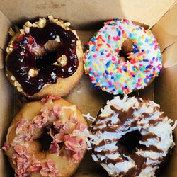 Little Shop of Donuts - Donut Flavors: PB & J, Vanilla & Rainbow Sprinkles, Maple Bacon, Banana Coconut Chocolate