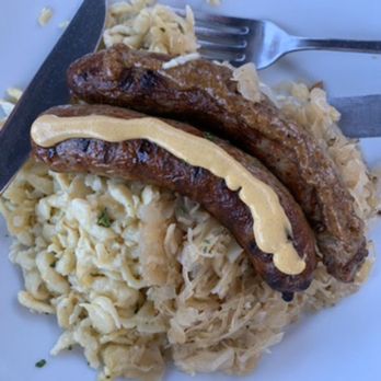 Speisekammer - Bratwurst Gegrillte with Spätzle & Sauerkraut - German Near Me - Alameda, California Speisekammer - Bratwurst Gegrillte with Spätzle & Sauerkraut - German Near Me - Alameda, California