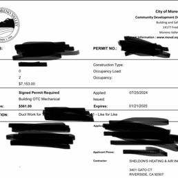 Permit filed 2 months after work was performed and they performed the wrong work that did not resolve our issue.