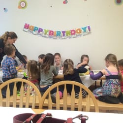 Color Me Mine - Here for a birthday party. They have a cool party room and you can bring snacks and cake.