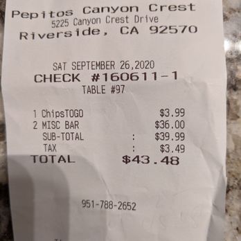 Pepitos - Could of ordered two meals at this place for that amount. - Mexican Near Me - Riverside, California