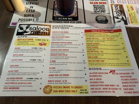 Menu photo 1 Silver Buffalo Saloon Buffalo Gap, TX