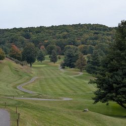 Mountain Aire Golf Club - View from the tee box at the 18th hole, were you are well above the fairway (but still not the highest).