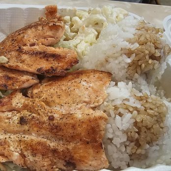 Lucky Box BBQ & Sushi  - $18.75 Grilled Salmon - w/ lemon & tartar sauce on the side - Fast Food Near Me - Ewa Beach, Hawaii