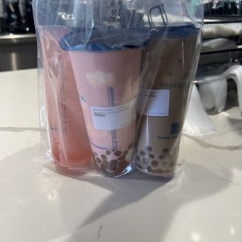 Ding Tea - Hawthorne - Strawberry Slush, Strawberry Cloud (Lg) blended, and #3 Brown Sugar Milk Tea + Boba - Bubble Tea Near Me - Hawthorne, California