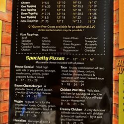 Poor Gary's Pizza - Pizza menu