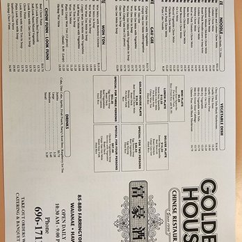 Golden House Restaurant - Menu December 2022 - Cantonese Near Me - Waianae, Hawaii Golden House Restaurant - Menu December 2022 - Cantonese Near Me - Waianae, Hawaii