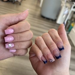 Trend Set Nails And Spa - Mine and my sisters set, pink was an acrylic fill Blue was gel X full set Impeccable work ladies!